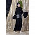 Front open embroidery abaya with Bell sleeves- Black